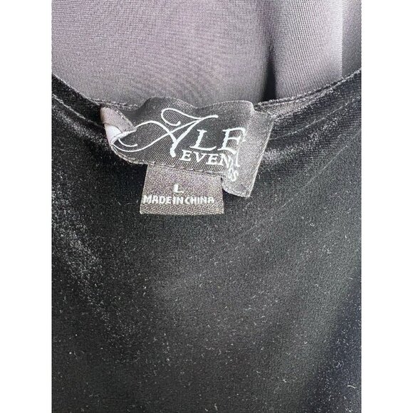 Alex Evenings Set Crystal Hook Front Satin Velvet Blazer Shirt Black Large - Picture 3 of 10